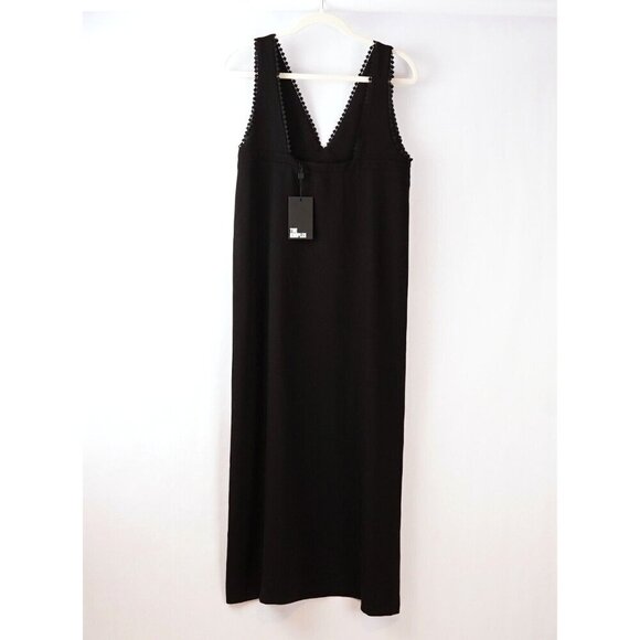 The Kooples Black Midi Slip Dress Embroidered V Neck - M - NWT - Picture 3 of 9